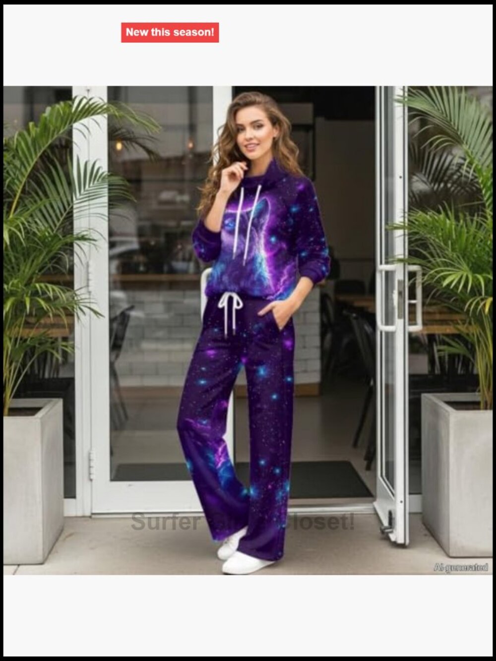 Women Tracksuit 2 Piece Hoodies and Wide Leg Pants with Pockets - Picture 5 of 7